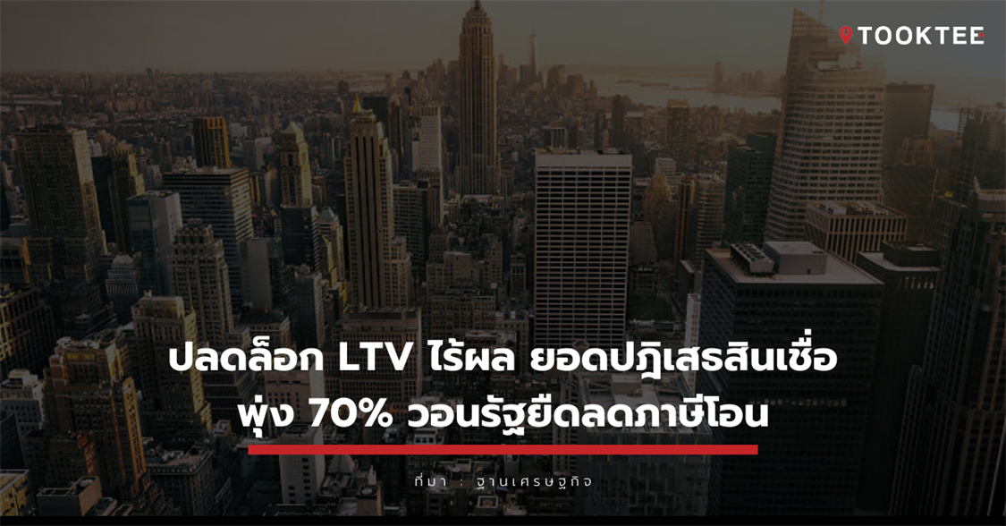 ปลดล็อก LTV ไร้ผล ยอดปฎิเสธสินเชื่อพุ่ง 70% วอนรัฐยืดลดภาษีโอน